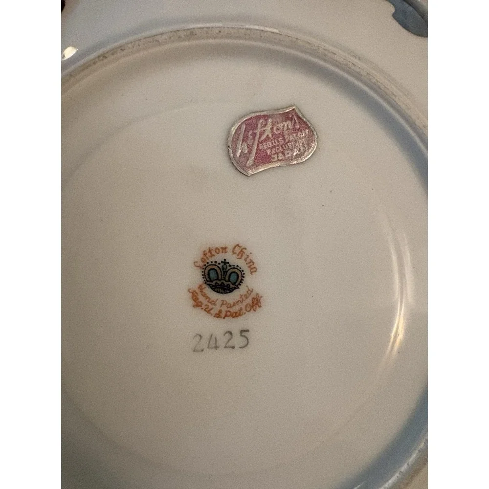 Vintage Lefton China Happy Anniversary Teacup Saucer Set Violets 2425 Japan